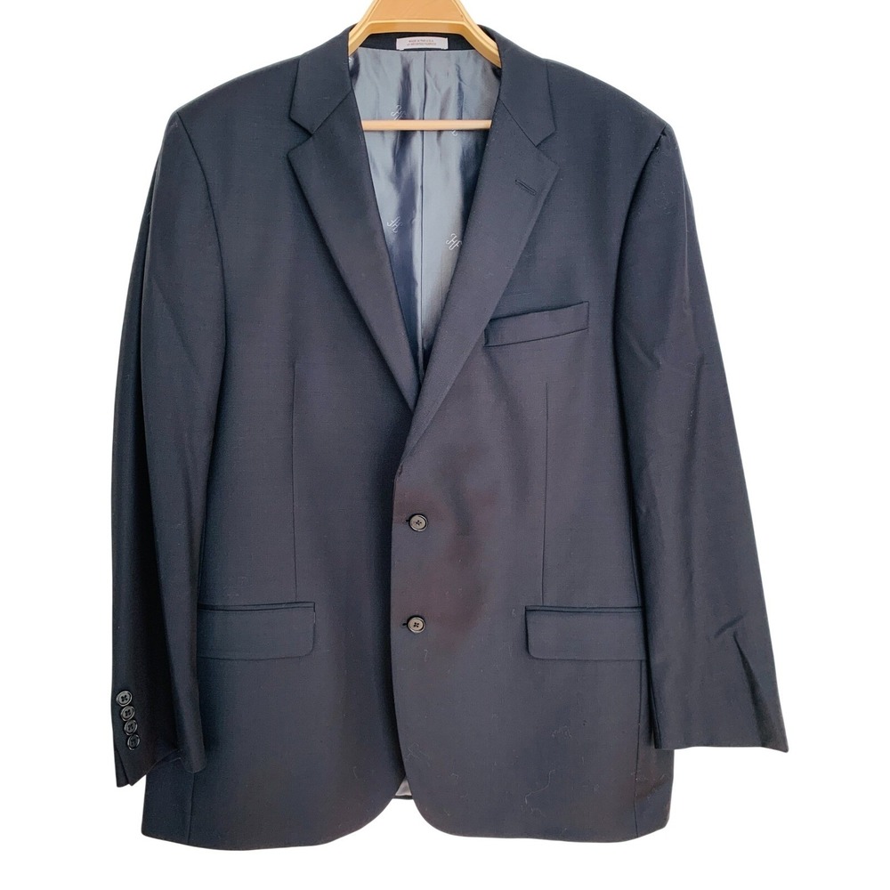 Hickey Freeman Suit Jacket / Vintage Navy Wool Made in USA Big & Tall / Size 46L